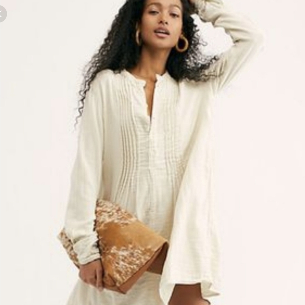 GAP Cream Bell Sleeve 100% Cotton Tunic with Mandarin Collar